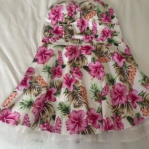 floral strapless dress
